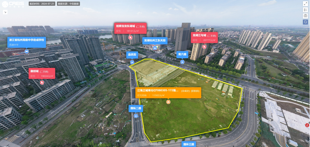 溢价率25%！信创房产以5.99亿元摘得杭州钱塘区江海之城单元低密宅地